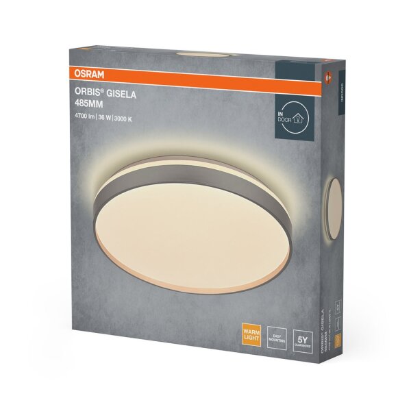 LED Deckenlampe Silber Metall 3000K Ø48,5cm rund OSRAM