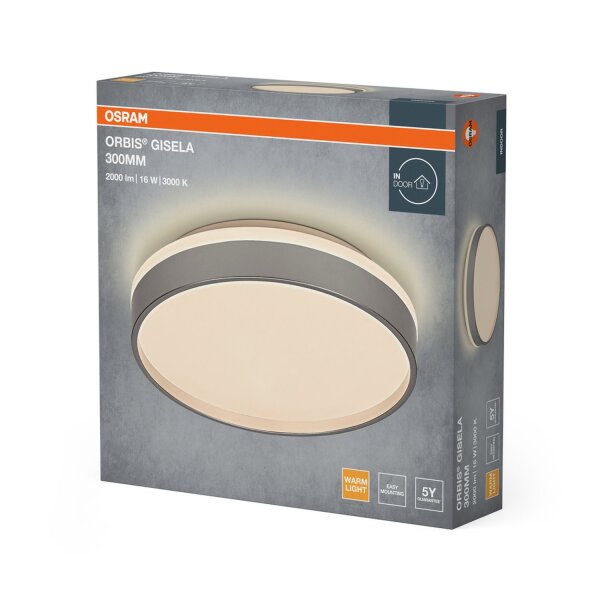 LED Deckenleuchte Silber Metall 3000K rund Ø30cm OSRAM
