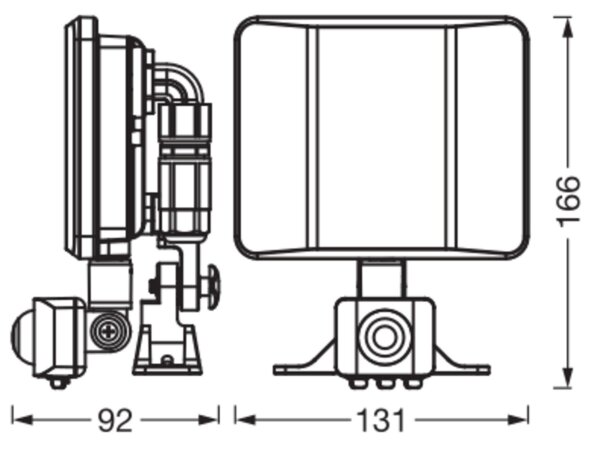 LED Außenstrahler Sensor Alu Schwarz 4000K IP44 B:13 cm