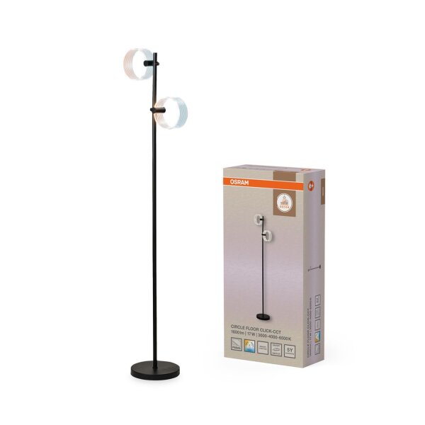 LED Stehleuchte Metall CCT Schwarz H:152,5 cm OSRAM