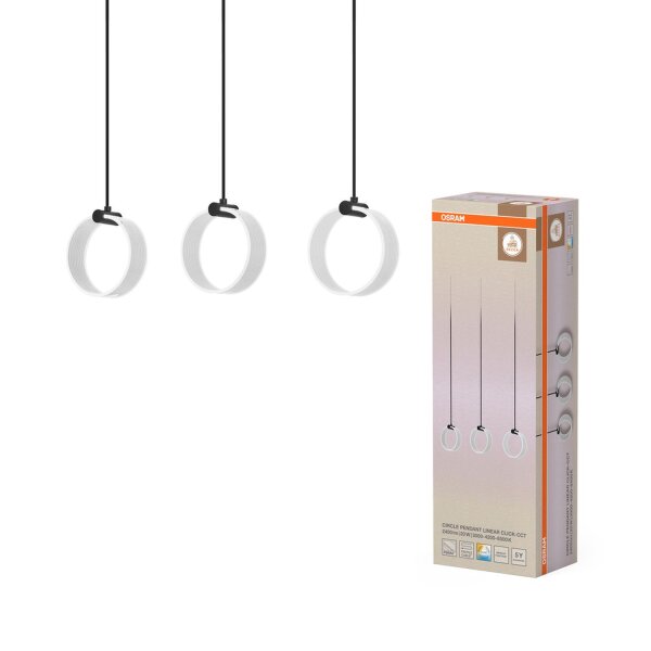 LED Pendelleuchte CCT 3-flammig Schwarz L:66 cm OSRAM