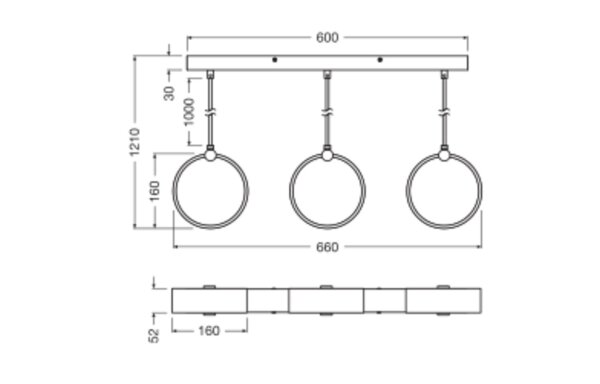 LED Pendelleuchte CCT 3-flammig Schwarz L:66 cm OSRAM