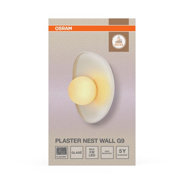 Wandlampe Gips Glas Weiß G9 H:26 cm gemütlich OSRAM