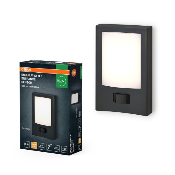 LED Wandlampe Sensor Alu 3000 K IP44 B:15 cm OSRAM