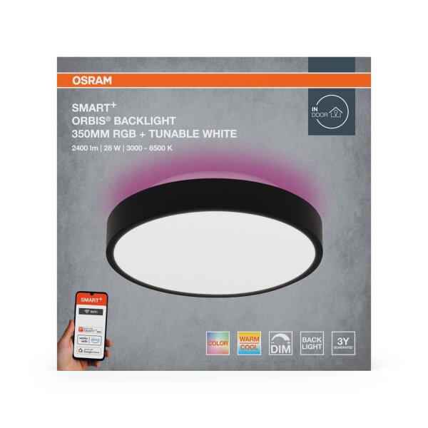 LED Deckenleuchte dimmbar Smart+ TW Schwarz Ø35cm OSRAM