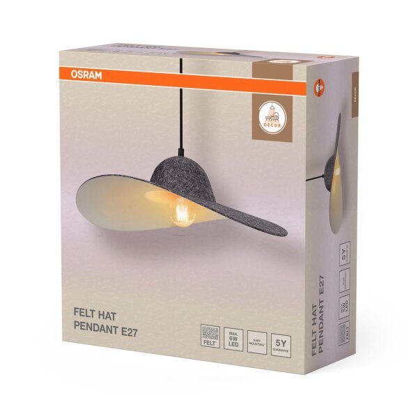 Pendelleuchte Filz E27 Metall Ø50 cm modern OSRAM