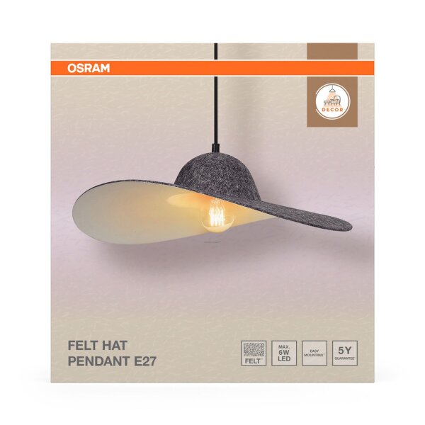 Pendelleuchte Filz E27 Metall Ø50 cm modern OSRAM