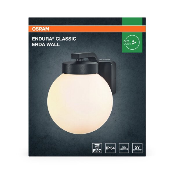 Wandleuchte Dunkelgrau Alu IP54 E27 H:27 cm OSRAM