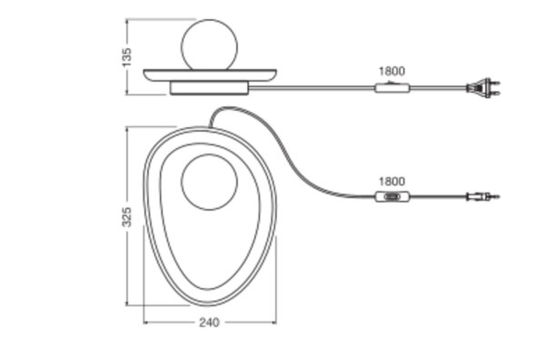 Tischleuchte Ton Glaskugel G9 Weiß H:13,5 cm OSRAM