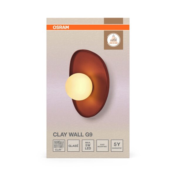 Wandleuchte Ton Glas Kugel G9 Weiß H:26 cm OSRAM
