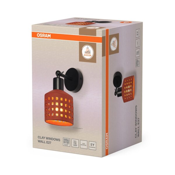 Wandleuchte flexibel Ton Braun E27 H:23,2 cm OSRAM