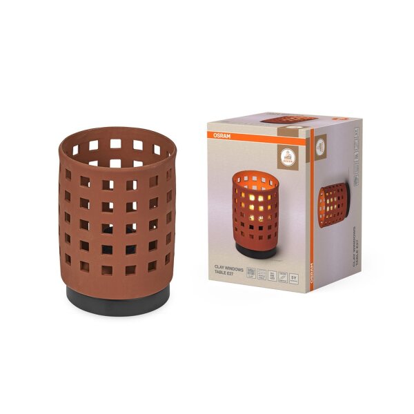 Tischlampe Ton Metall E27 Braun H:20,3 cm OSRAM
