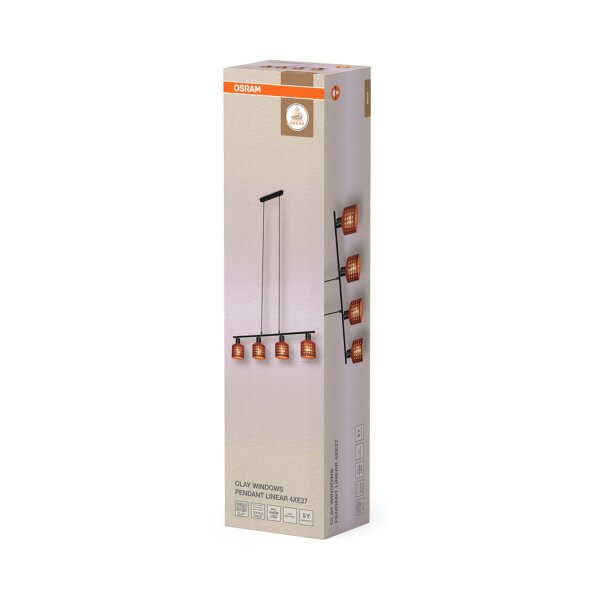 Pendelleuchte 4-flammig Ton Metall L:90,5 cm lang OSRAM