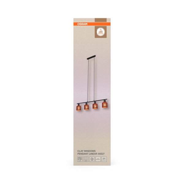 Pendelleuchte 4-flammig Ton Metall L:90,5 cm lang OSRAM