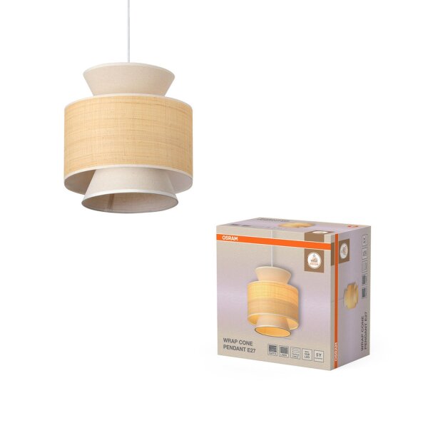 Pendelleuchte Weiß Bast Beige E27 Ø35 cm OSRAM