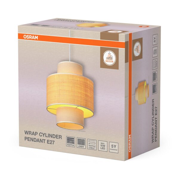 Hängelampe Weiß Bast Beige E27 Ø35 cm modern OSRAM