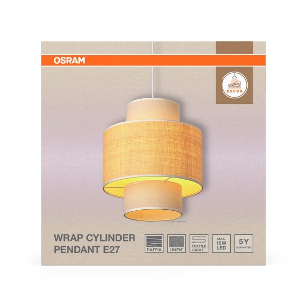 Hängelampe Weiß Bast Beige E27 Ø35 cm modern OSRAM