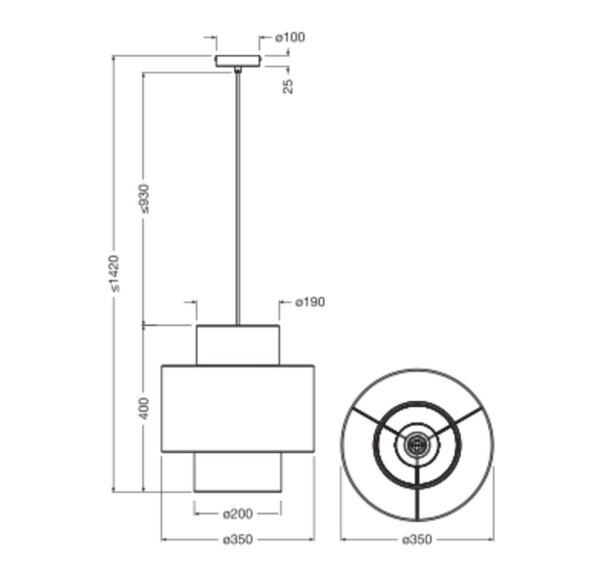 Hängelampe Weiß Bast Beige E27 Ø35 cm modern OSRAM