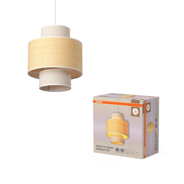 Hängelampe Weiß Bast Beige E27 Ø35 cm modern OSRAM