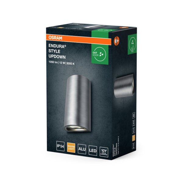 LED Wandlampe Up Down Alu 3000 K IP54 H:16 cm OSRAM
