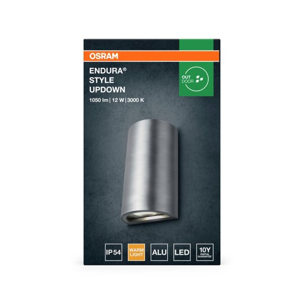 LED Wandlampe Up Down Alu 3000 K IP54 H:16 cm OSRAM