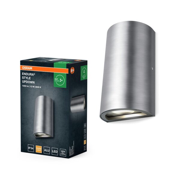 LED Wandlampe Up Down Alu 3000 K IP54 H:16 cm OSRAM