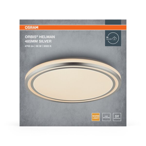 LED Deckenlampe Silber Metall 3000 K rund Ø48,5cm OSRAM