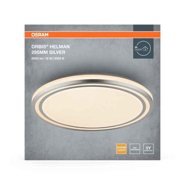 LED Deckenleuchte Silber Metall 3000 K Ø29,5cm OSRAM