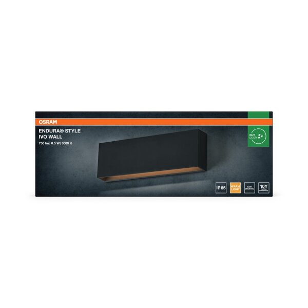 LED Wandleuchte Metall 3000 K IP65 B:24 cm OSRAM