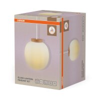 Pendelleuchte Holz Glas E27 Ø31 cm rund blendarm...
