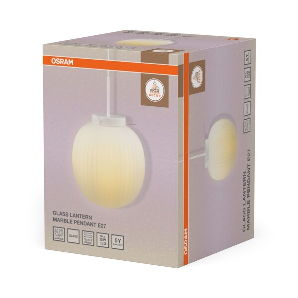 Hängelampe Marmor Glas E27 rund Ø31 cm blendarm OSRAM