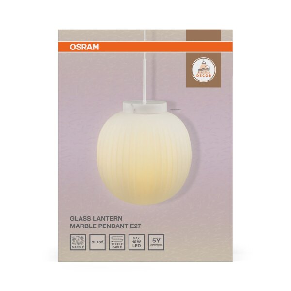 Hängelampe Marmor Glas E27 rund Ø31 cm blendarm OSRAM