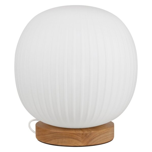 Tischleuchte Weiß Holz Glas E27 33,5 cm wohnlich OSRAM