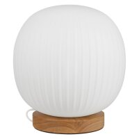 Tischleuchte Wei&szlig; Holz Glas E27 33,5 cm wohnlich OSRAM