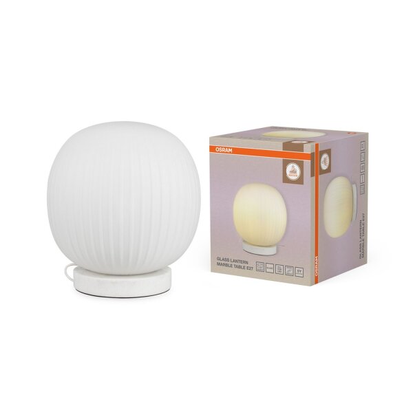 Tischlampe Weiß Marmor Glas E27 33,5 cm gemütlich OSRAM