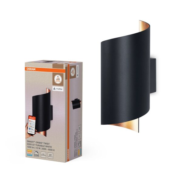 LED Wandleuchte dimmbar Smart+ TW Schwarz Alu OSRAM