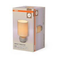 Tischleuchte Grau Beige Beton Stoff E27 H:38 cm OSRAM