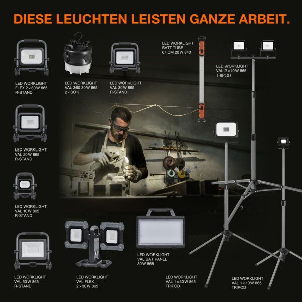 LED Strahler schwenkbar Schwarz Alu 6500K IP54 OSRAM