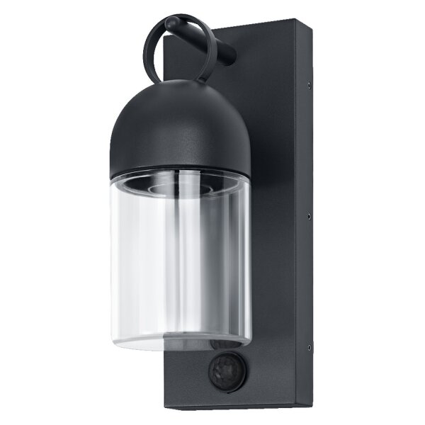 Wandleuchte Sensor Dunkelgrau Alu Glas IP65 E27 OSRAM