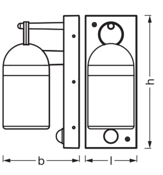 Wandleuchte Sensor Dunkelgrau Alu Glas IP65 E27 OSRAM
