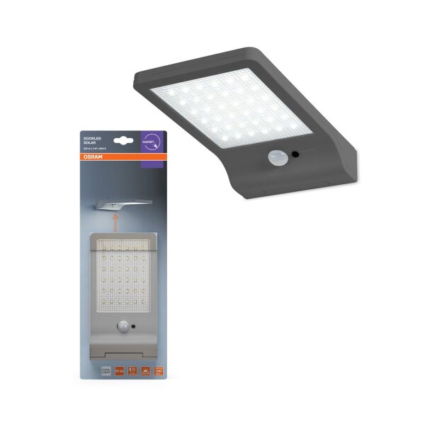 LED Solar Wandleuchte Sensor Silber 4000 K IP44 OSRAM