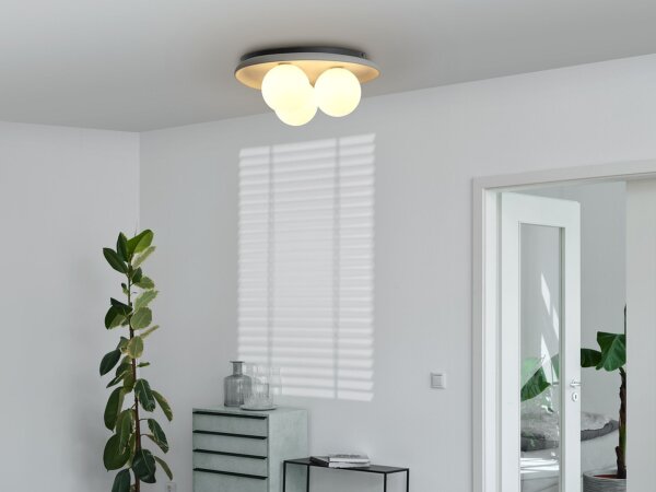 Deckenleuchte 3-flammig Beton Glas blendarm G9 OSRAM