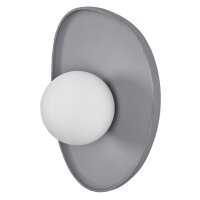 Wandleuchte Beton Glas Kugel G9 Wei&szlig; H:26 cm Grau...