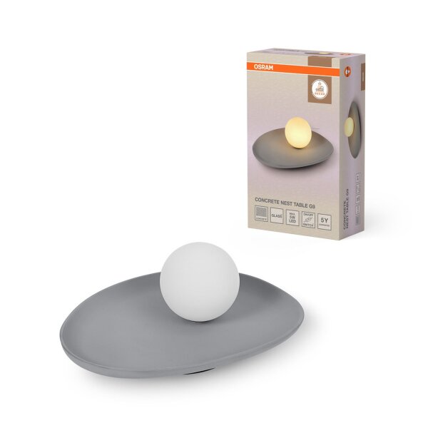 Tischleuchte Beton Glas blendarm G9 H:13,5 cm OSRAM