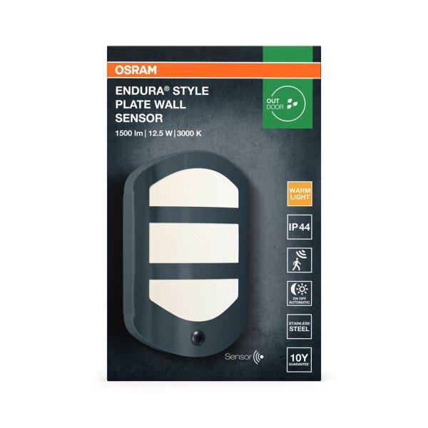 LED Wandleuchte Sensor Dunkelgrau 3000 K IP44 OSRAM