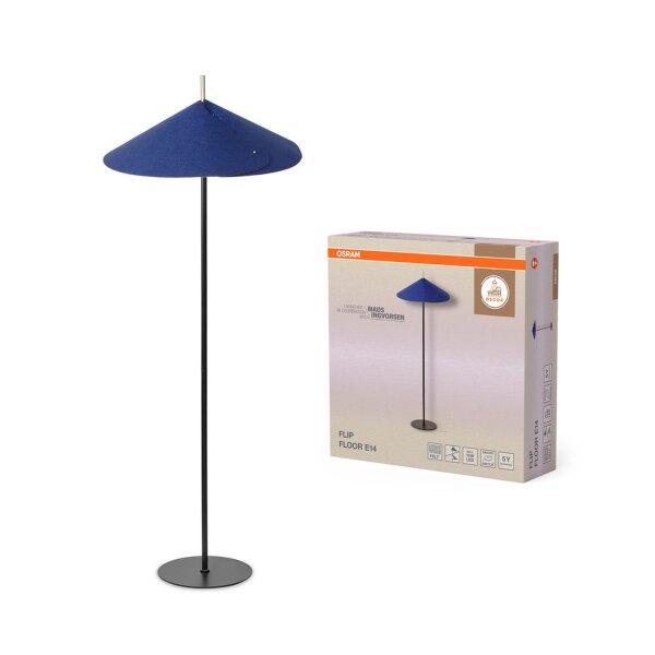 Stehleuchte Schwarz Filz Blau E14 H:131,5 cm OSRAM