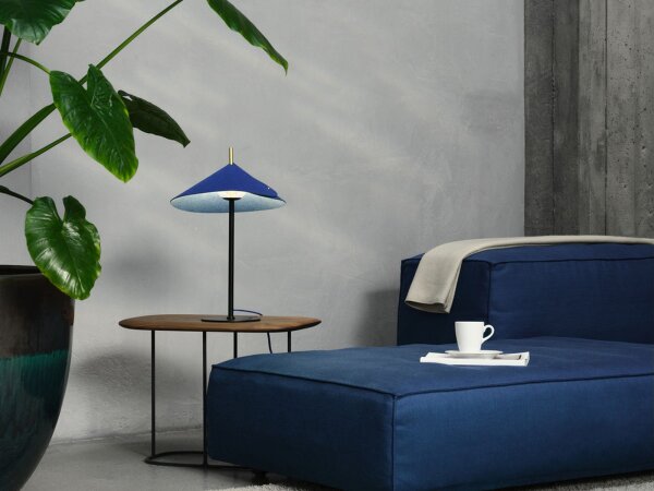 Tischleuchte dimmbar verstellbar Blau Filz G9 OSRAM
