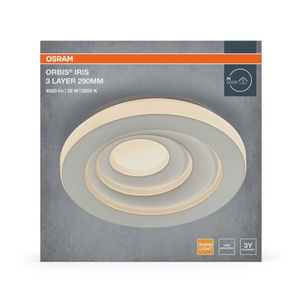 LED Deckenleuchte Weiß Metall 3000K rund Ø29cm OSRAM