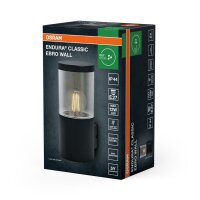 Wandleuchte Dunkelgrau Edelstahl IP44 E27 H:23 cm OSRAM