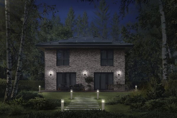 Wandleuchte Edelstahl IP44 E27 H:23 cm modern OSRAM